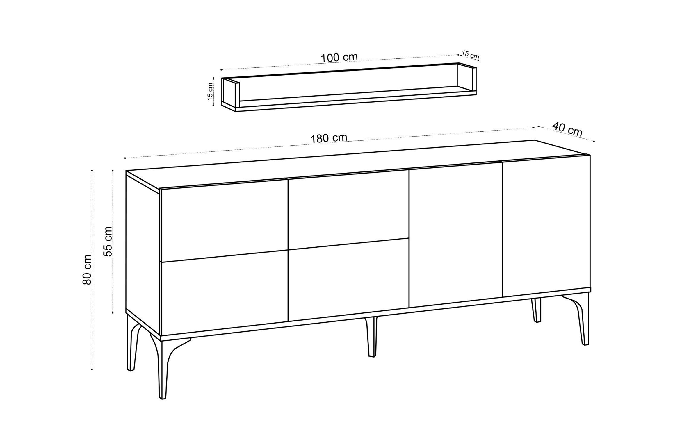 Comoda + etajera Stela, decor travertin  2